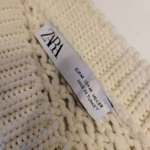 Zara The Bucket List Cream Loose Knot Boxy Sweater Women's Size Medium - Picture 9 of 9